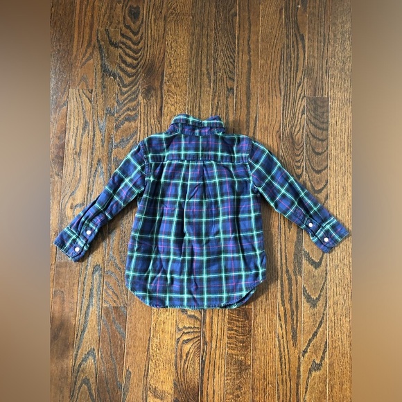 Ralph Lauren Boys 2/2T Navy Blue/Red/Green Plaid 100% Cotton Button-Down Shirt - Picture 6 of 7
